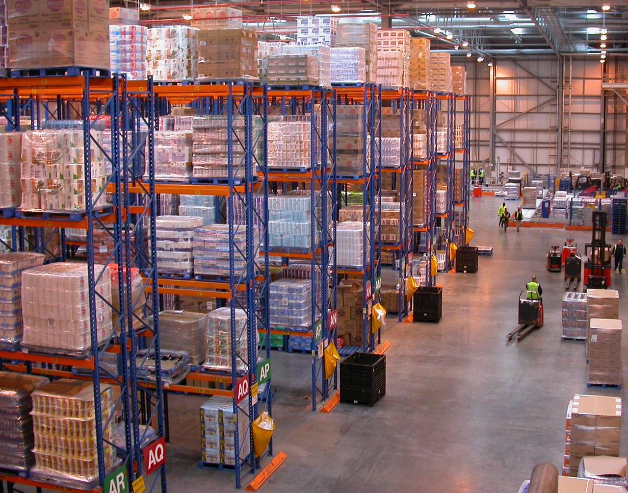 Pallet racking inside a distribution centre